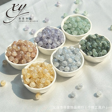 10mm双拼蛋白碎冰魄琉璃珠贝母粉串珠diy手链散珠配件爆花珠批发