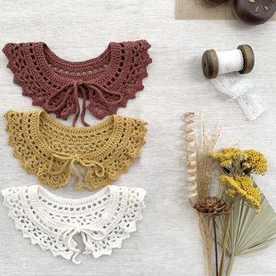 Cutemily Baby Girl Lotus Collar Hand Hook Collar Baby Girl All-match Cotton Crochet Collar