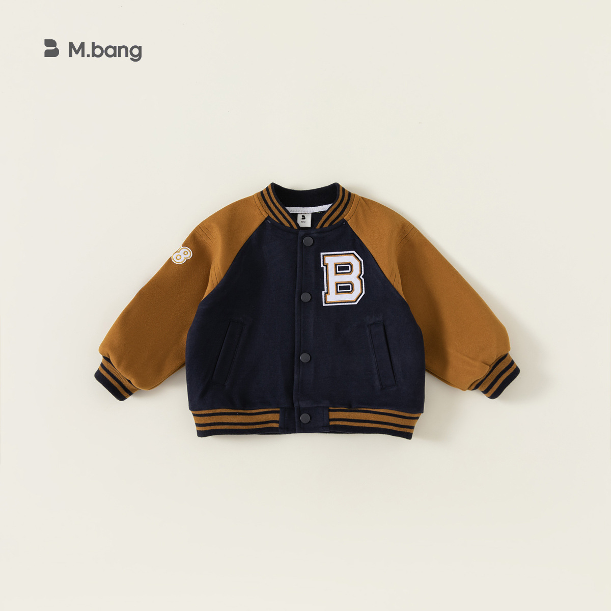 Ropa infantil Youbao Chaqueta deportiva de béisbol de estilo americano con algodón acolchado para niños, parte superior con manga raglán, abrigo de algodón grueso para otoño e invierno.