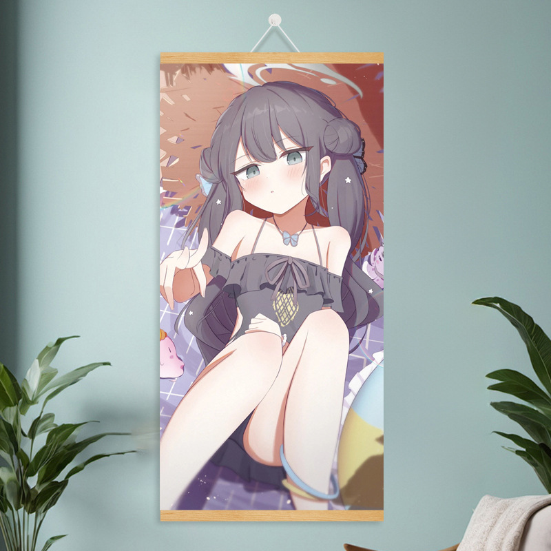漫画コミック甘くてかわいい女の子ポスター工場ドロップシッピング無垢材スクロール吊り絵画越境電子商取引 Xiyin|undefined
