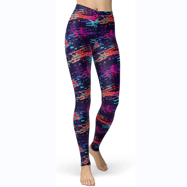 Abbigliamento da donna multicolore stampato slim fit fianchi sollevamento snellente grandi dimensioni corsa yoga fitness leggings_voghion.com