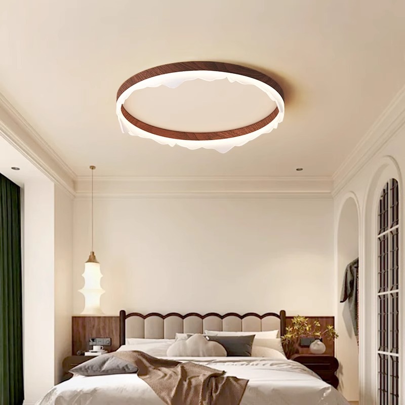 lámpara de dormitorio lámpara de techo moderna simple protector de ojos color nuez retro creativo iceberg estudio lámpara de habitación principal