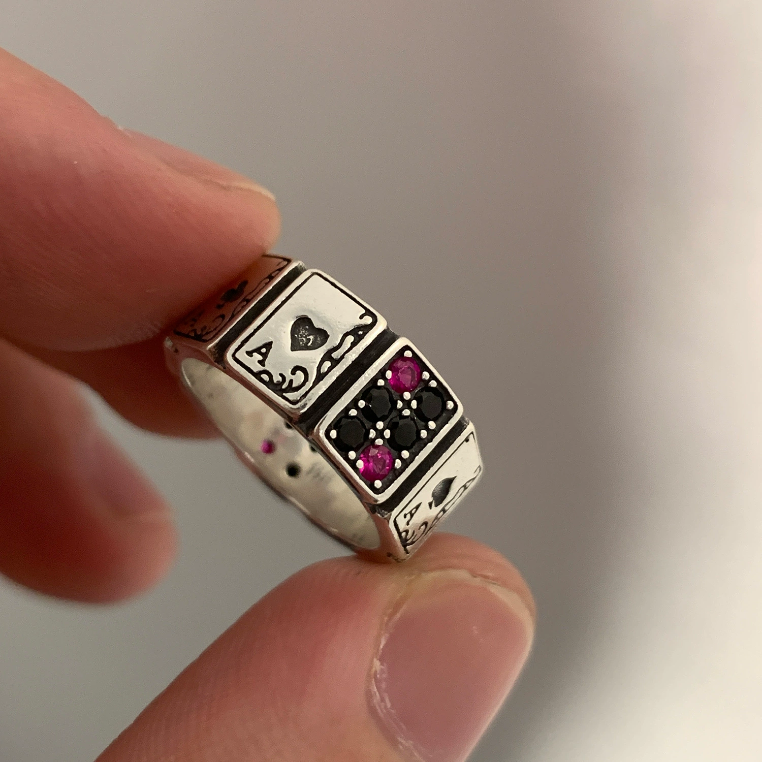 Игральные карты, цирконий, маленький дизайнерское кольцо, мод pendant, образец серебро 925, стиль легкой роскоши