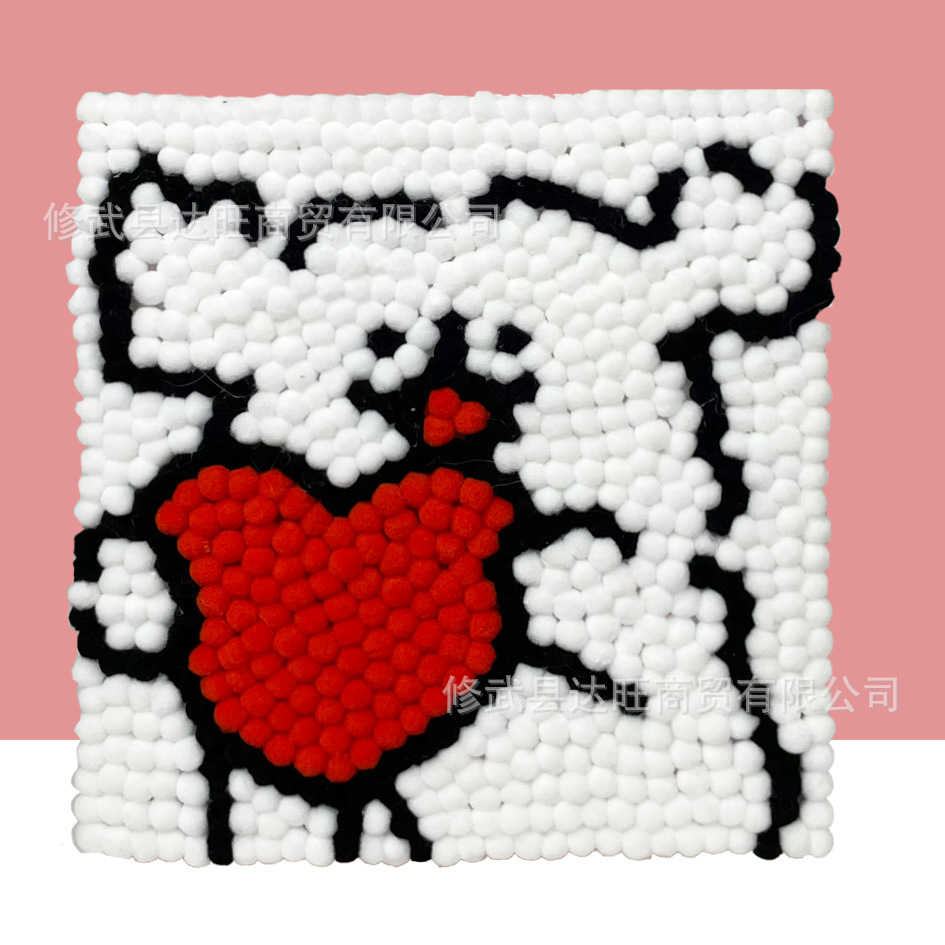 MQH20-014 / 20*20cm (wooden frame + canvas + hair ball + tweezers)