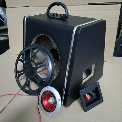 empty box active trapezoidal leather | Car speaker/subwoofer - dual-speakers-none-8inch-trapezoidal-passive-empty-box-with-black-accessories-cable-box