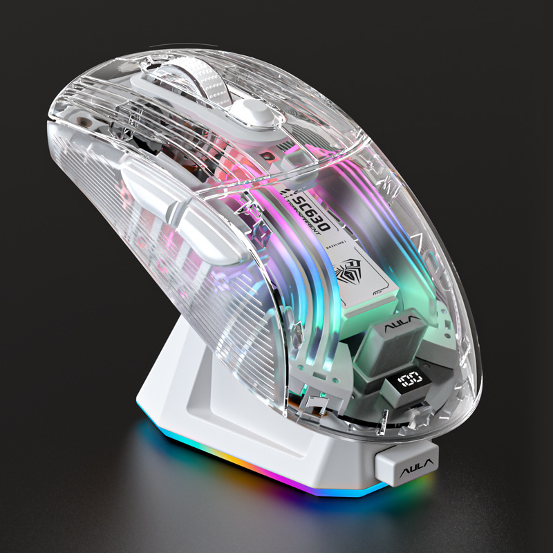Wolf Spider SC630 ワイヤレス 3 モード ゲーミング マウス、充電ベース付き、オフィス ゲーム ノートブック、ユニバーサル透明|undefined