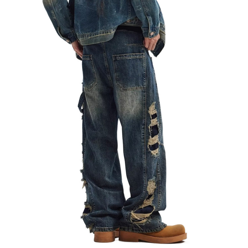 Men's Clothing Youth sports loose wide leg jeans design cool _ipsvogv.com
