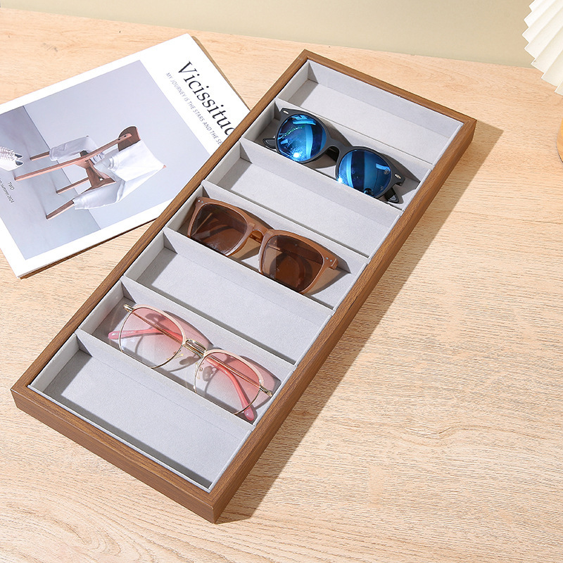 Black Walnut Grain Wood 7-Slot 12-Slot Eyewear Display Tray Glasses Case Sunglasses Display Stand Glasses Storage Box