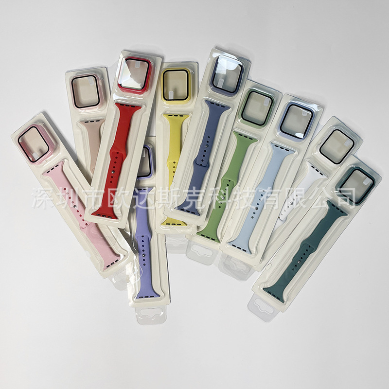 Suitable for Apple Silicone Protective Case and Strap iWatch 8/7 Se 654 Pc Case Integrated Two-In-One Watch