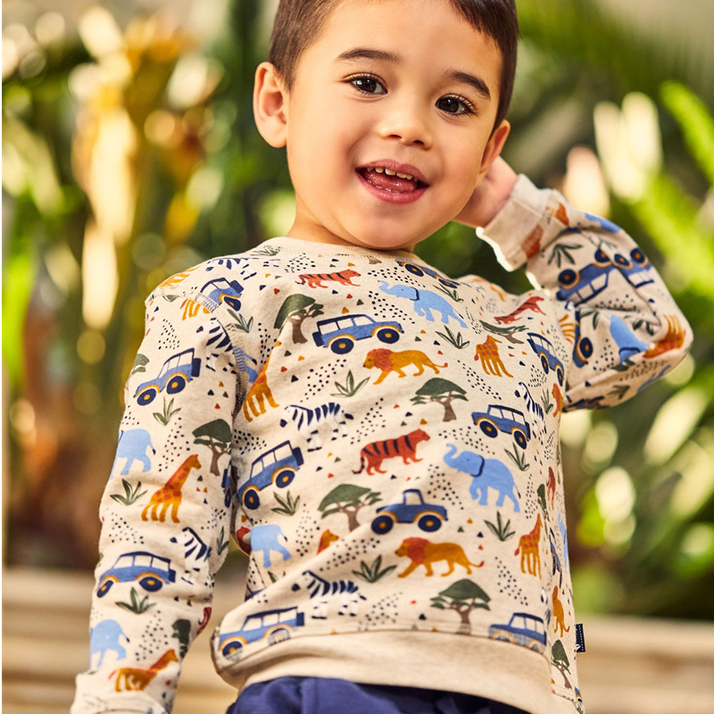 Suéter de manga larga para niños de otoño Camiseta 2023 otoño bebé Terry suéter primavera y otoño ropa para niños patrón de dibujos animados