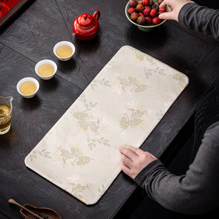 New Chinese-Style Brocade Tea Mat, Tea Table Mat, Tea Coaster, Teapot Heat Insulation Mat, Tea Ceremony Tablecloth, Thickened Double-Sided