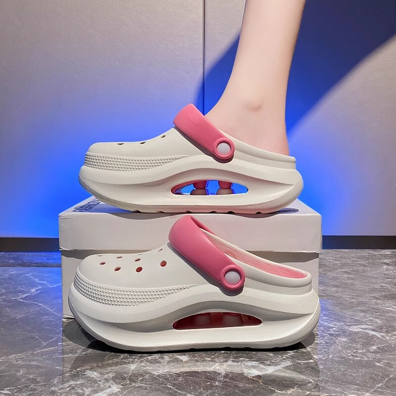 Cross-border hole shoes women's summer 2025 new shit-stepping soft thick bottom Baotou slippers non-slip increased a generation of hair