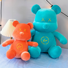暴力熊积木熊床上摆件礼品公仔毛绒玩具可爱纯色熊熊抱枕公仔批发