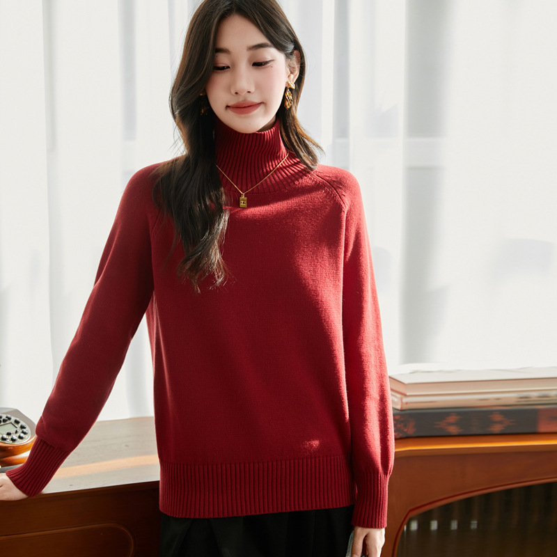 100% Pure Cotton Knitted Knitwear for Women 2025 Autumn and Winter New Loose Thickeneded Warm Bottoming Knitwear Turtleneck Knitwear for Women 100% Pure Cotton Knitted Knitwear for Women 2025 Autumn and Winter New Loose Thickeneded Warm Bottoming Knitwear Turtleneck Knitwear for Women
