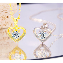 永恒之心纯银吊坠项链diy饰品配件镶钻锁骨链925纯银首饰批发厂家