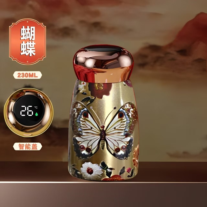 国潮风迷你陶瓷蘑菇杯316不锈钢智能温显口袋杯小巧便携保温杯|undefined