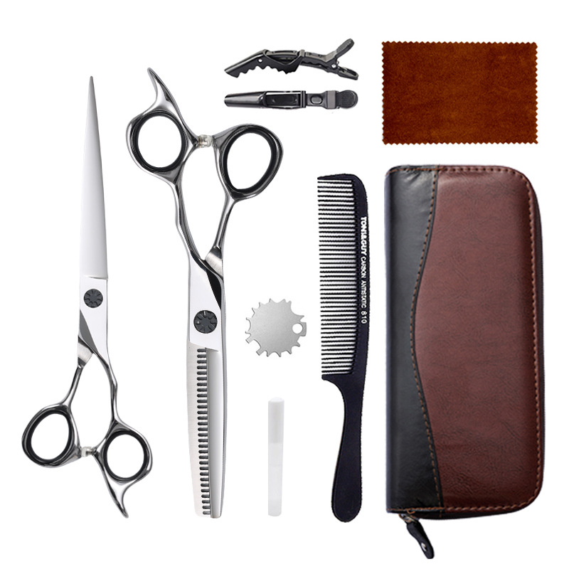Juego de tijeras de peluquería de 6 pulgadas, acero inoxidable 440C, tijeras planas, tijeras de entresacar, herramienta para flequillo, tijeras de peluquería Amazon