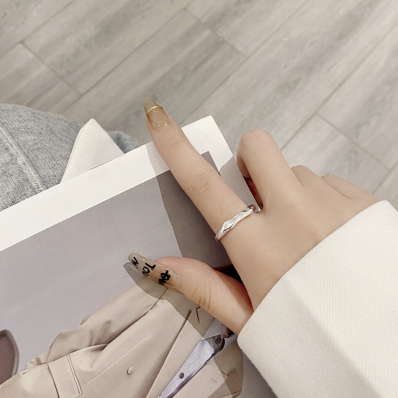 Fashion Geometric Sterling Silver Irregular Open Ring 1 Piece