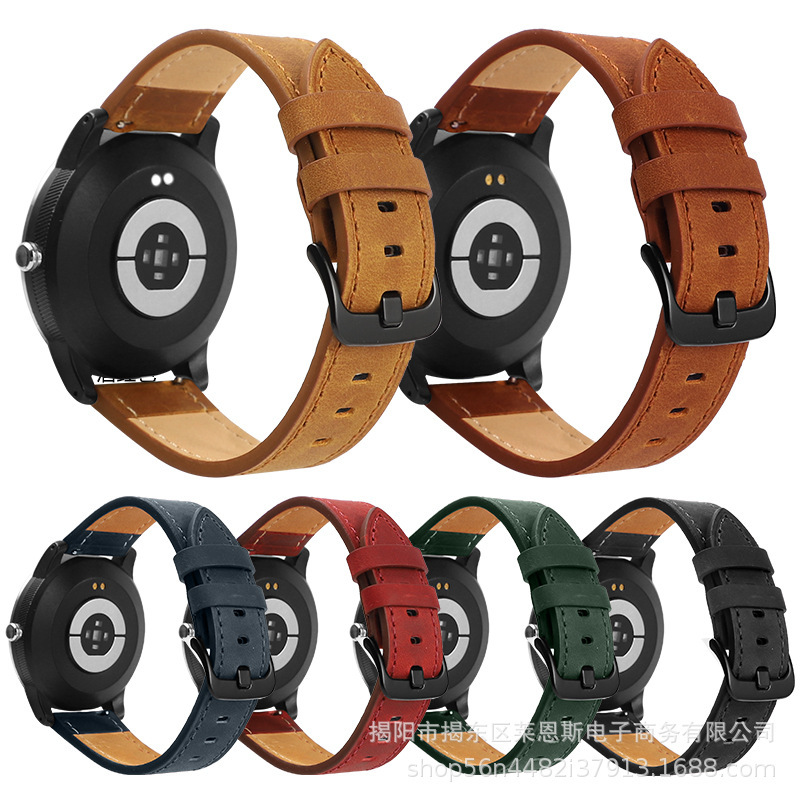 For Samsung Galaxy Watch3 Watch Strap Huawei GT4 Crazy Horse Retro Leather Watch Strap Cross Border