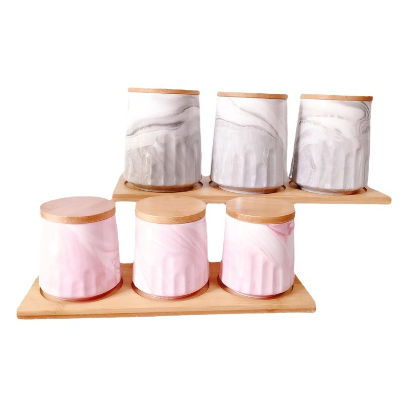 Exportación de comercio exterior Marbling cerámica sellado tarro de almacenamiento de cocina tarro de almacenamiento condimento tarro de caramelo tarro de té