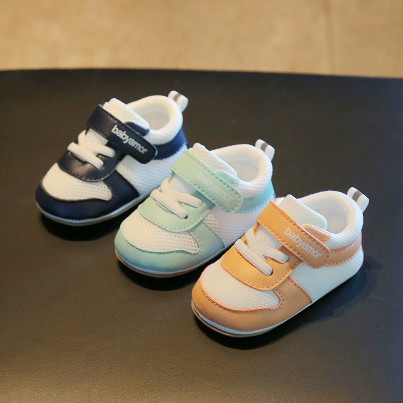Xiao Liu Bao 2022 осень 1-6-9 месяцев однотонная дышащая детская обувь с мягкой подошвой Нескользящая обувь для малышей