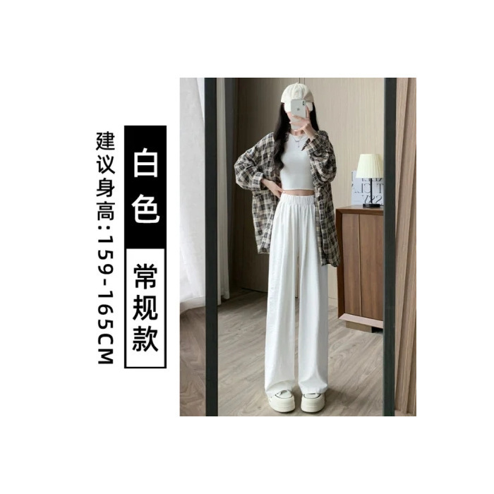 プラスサイズストレートカジュアル山本パンツファットMM薄いプリーツナローパンツワイドレッグパンツレイジースタイルスリムウォーキングパンツ|undefined