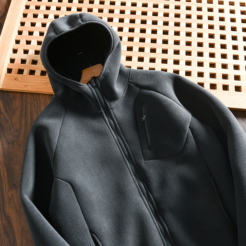 Giacca con cappuccio in pile da uomo autunno inverno calda_voghion.com