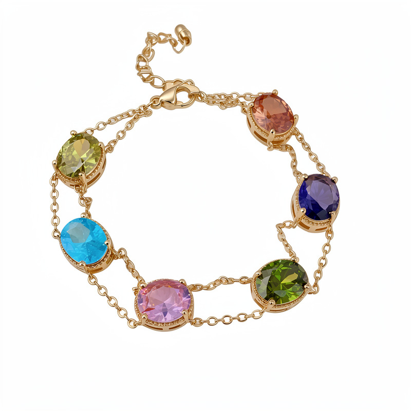 18 quilates de oro real pulsera ovalada de piedra electroalimentada pulsera de nicho de lujo ligera estilo palacio exquisita personalidad joyas al por mayor