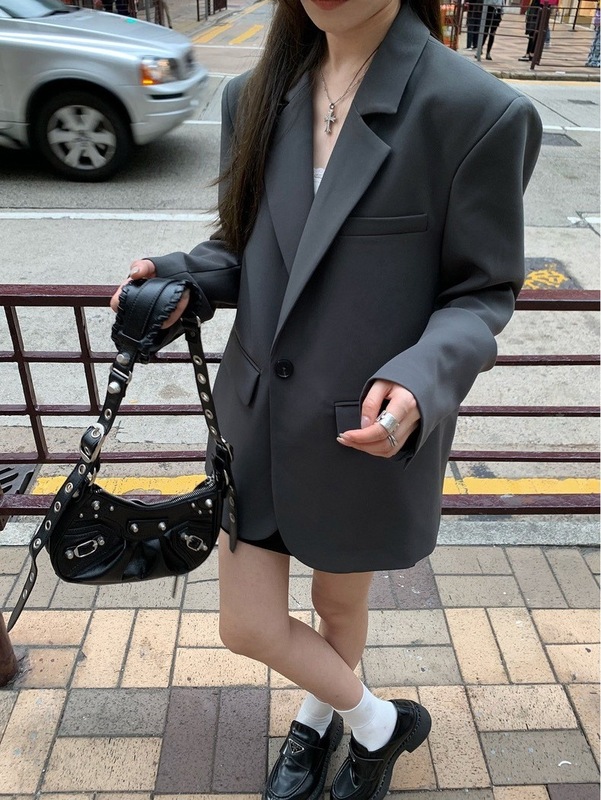 2025新款夏装版型灰色西装外套女春秋免烫高级感百搭气质休闲西服|undefined