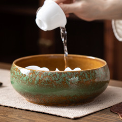 Chenxiang Kiln 大型茶洗い茶桶排水タンク家庭用セラミックカップ洗浄桶ペン洗浄建水茶道アクセサリー
