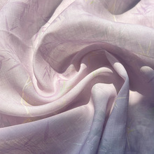 夏季薄款高档苎麻布料 紫色竹叶透气棉苎麻衣连衣裙服装面料