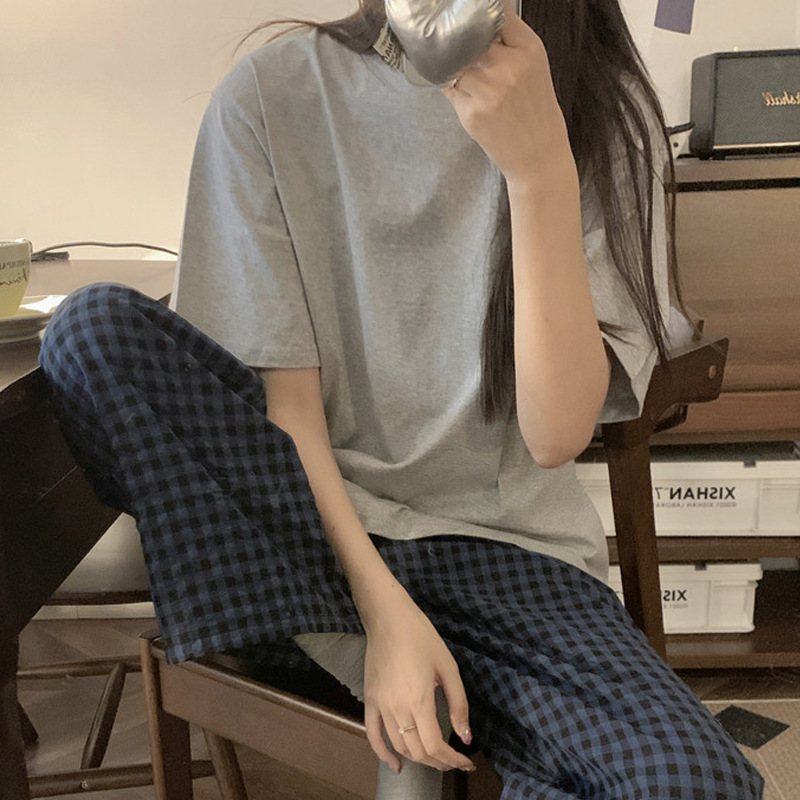 미키 체크무늬 팬츠[반팔바지]