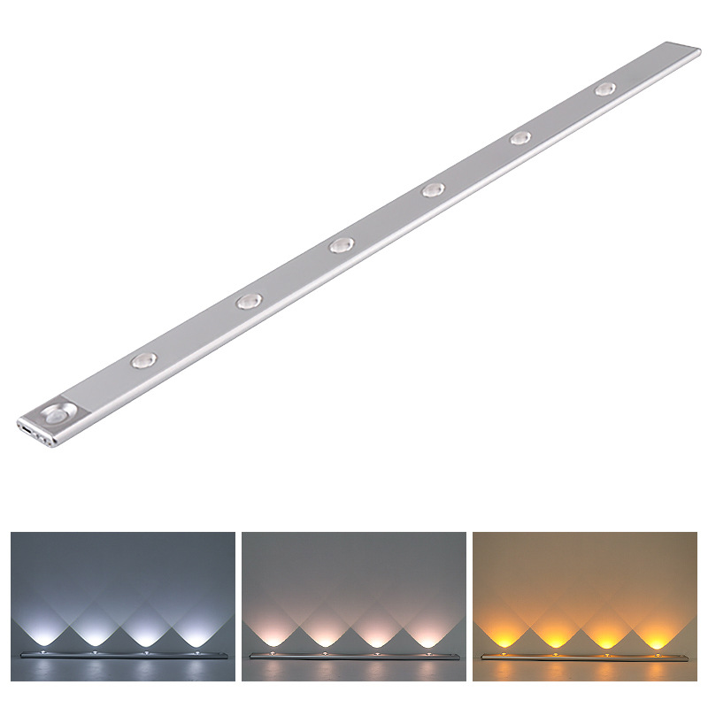 Fuente fabricante recargable luz nocturna luz de sensor de cuerpo humano led inteligente luz de armario de pared luz de armario de succión magnética de batería