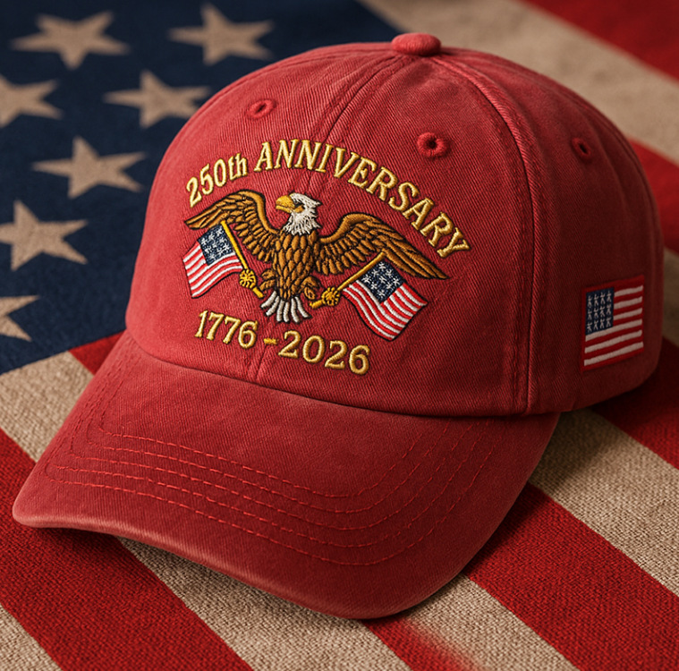 Nuevo sombrero de impresión transfronteriza para hombres hace viejos sombreros de béisbol retro Europeos y estadounidenses 250 años conmemorativo sombrero de lengua de lazo