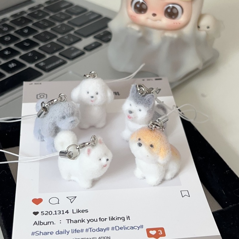 立体的なかわいい植毛子犬楽しいキーホルダー漫画甘いバッグペンダントカップル親友ギフトアクセサリー|undefined