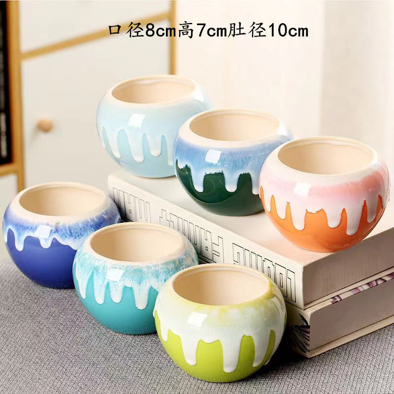 6 macetas de cerámica carnosas personalidad simple fresca pequeña maceta de color cuadrada balcón carnosas una pieza