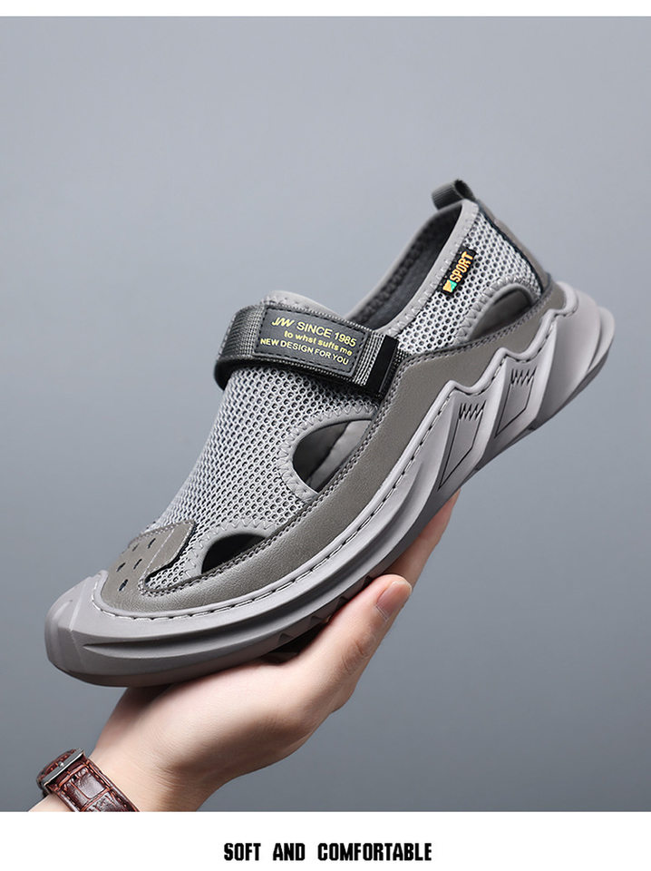 Dép sandal nam quai ngang kiểu La Mã bao đầu, thân lưới thoáng khí, đế cao su — 5512 dép sandal màu xám, 5512 dép sandal đen chi tiết 11