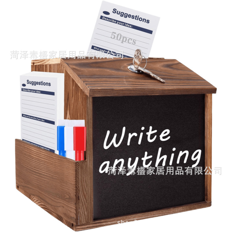 In-Stock Vintage Wooden Letterbox Wooden Suggestion Box Mailbox Donation Box Wall-Mounted Voting Box Wooden Style