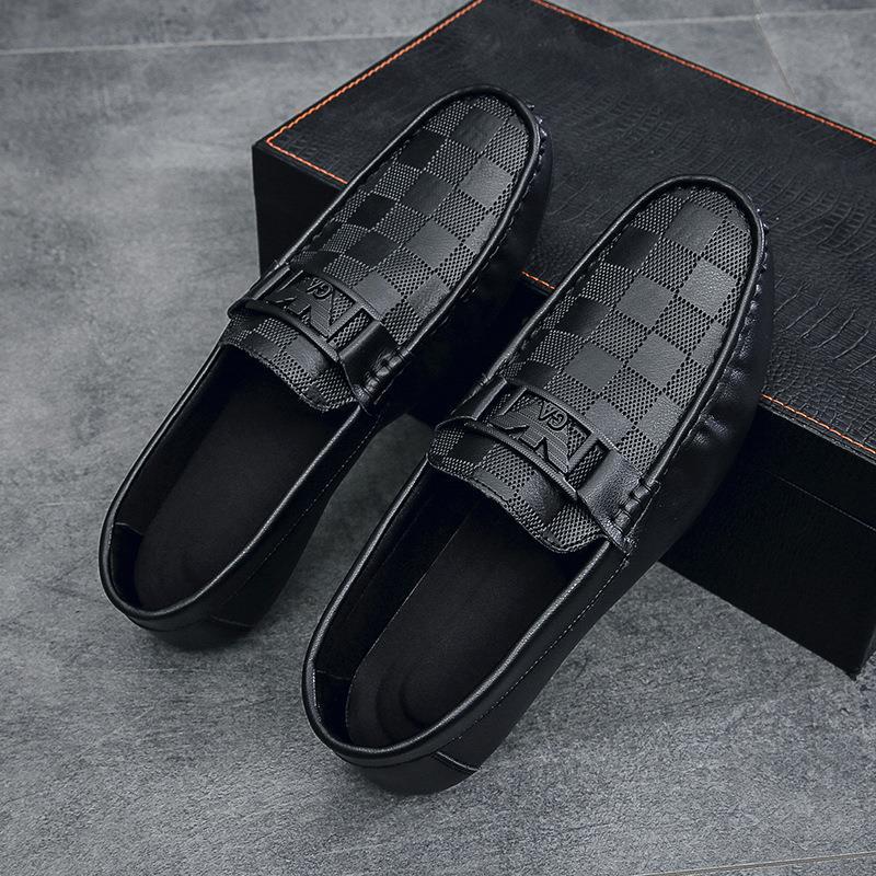 豆豆鞋男夏季新款大牌格子男士休閒鞋英倫風一腳蹬套腳懶人鞋男鞋