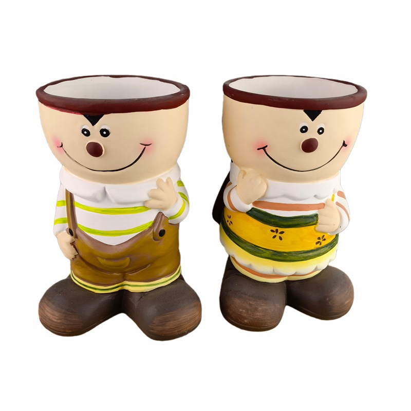 Muñeca niña pequeña maceta de carne cara cerámica reina estatua maceta retrato maceta pequeña niña princesa maceta de arcilla