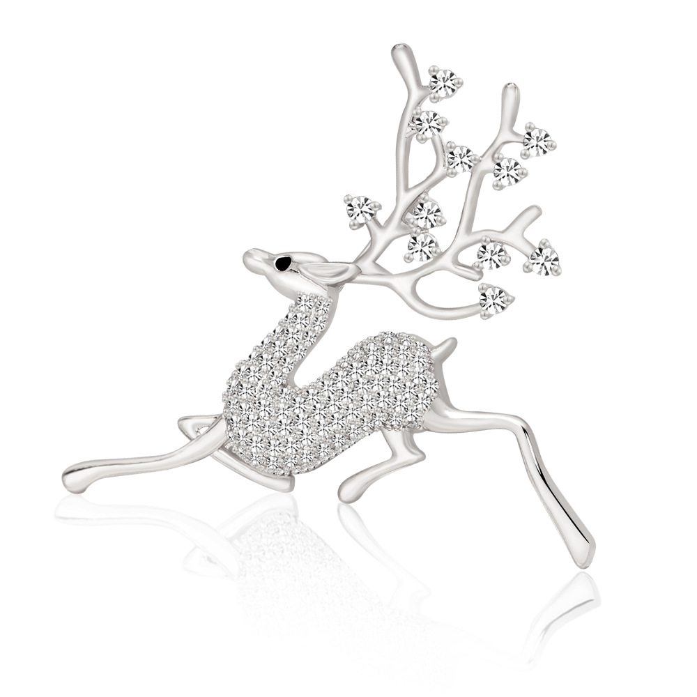 유럽과 미국의 크리스마스 하이 엔드 풀 다이아몬드 엘크 브로치 라이트 럭셔리 디자인 크리스마스 선물 절묘한 코세이지 세트 핀