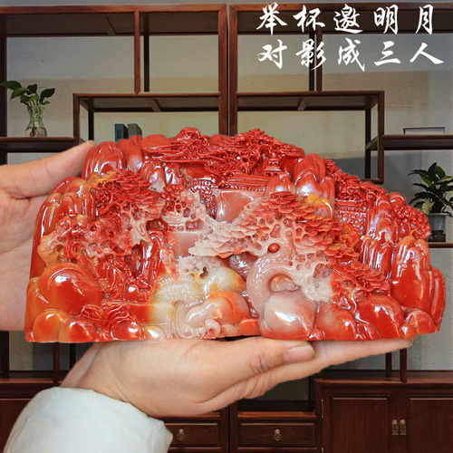 Shoushan stone carving ornaments wholesale, landscape ornaments, window display feng shui ornaments, imitation jade crafts