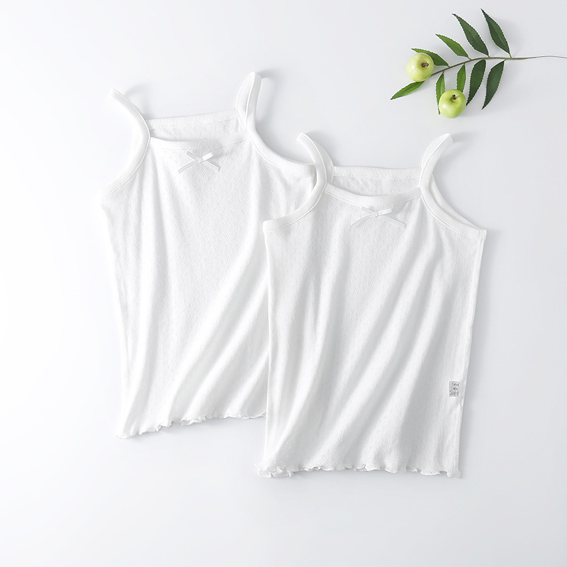 Children's Fashion Mesh Printed Base Shirt Baby Girl's Thin Lace All-match New Summer Girl's Pure Cotton Sling