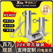 304不锈钢带孔销轴 GB882平头销钉定位销轴穿孔平头销轴M3M5-M20