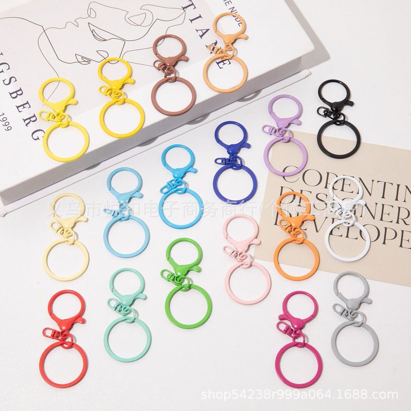 Paint key chain color lobster clasp paint round lobster clasp clasp three-piece key chain spring clasp