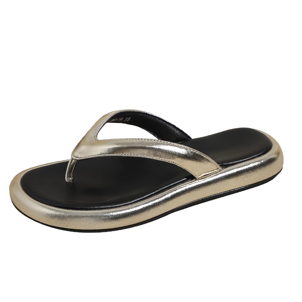 Chao no sur ~ flip flops para mujeres 2025 nuevo verano exterior plano zapatillas de mujer zapatillas de plata perezosas