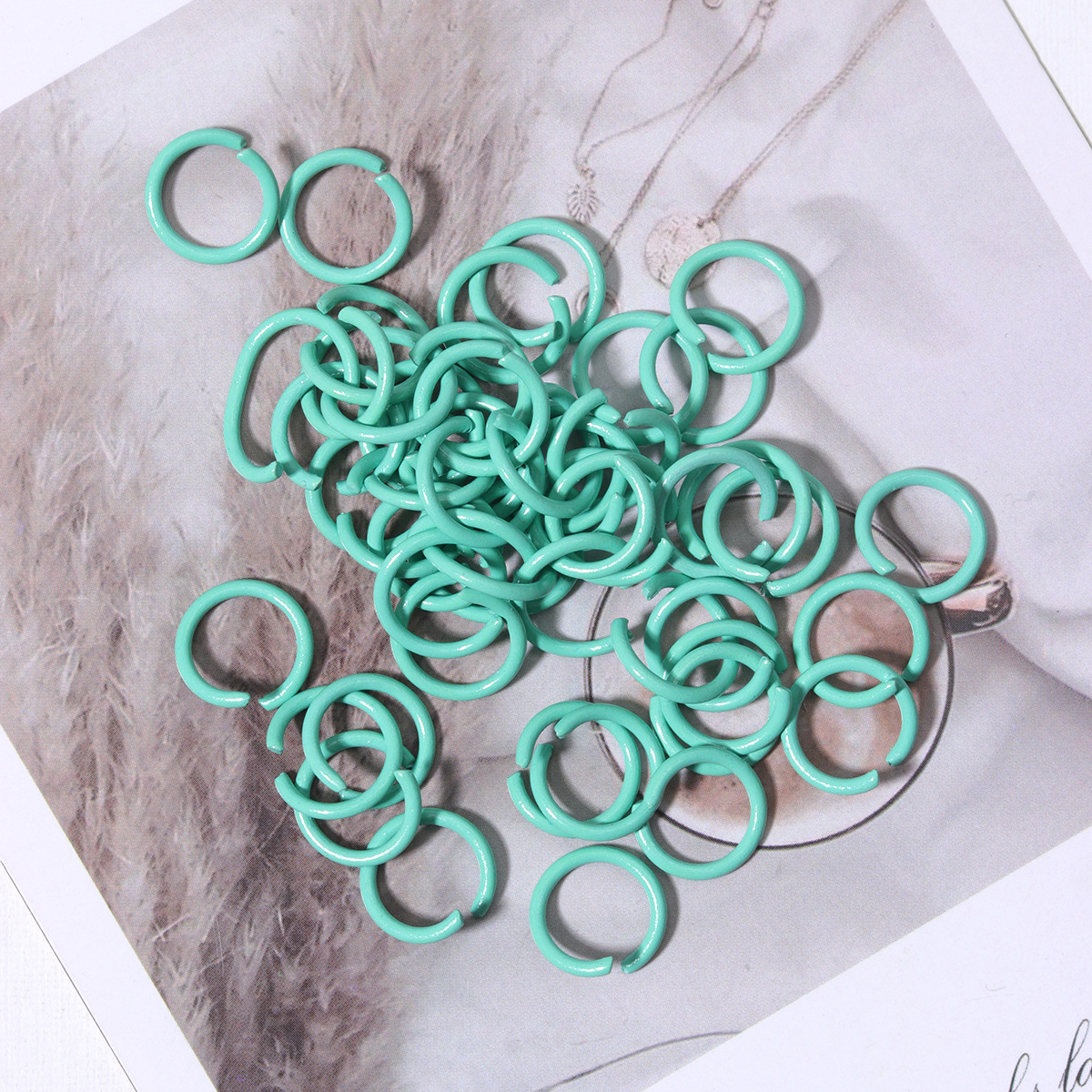 13#Mint green/open jump ring