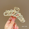 Fashionable big metal elegant crab pin, acrylic brand shark, hairgrip from pearl, light luxury style