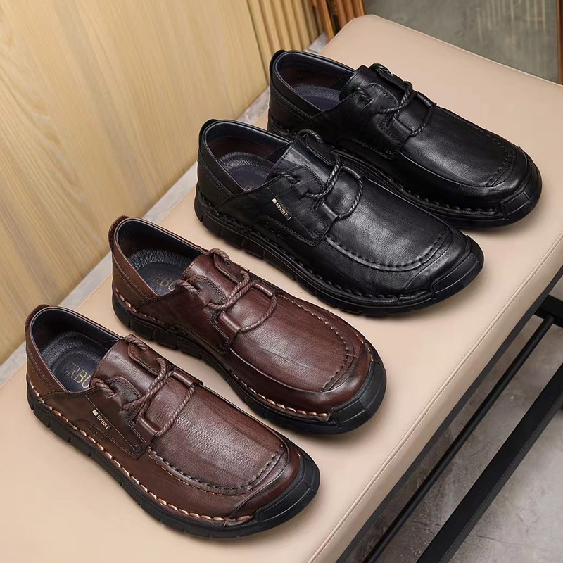 High-End Leather Shoes for Men 2025 New Men's Casual Shoes Wide Round Toe Breathable Genuine Leather Cowhide Men's Shoes Spring & Fall Style High-End Leather Shoes for Men 2025 New Men's Casual Shoes Wide Round Toe Breathable Genuine Leather Cowhide Men's Shoes Spring & Fall Style