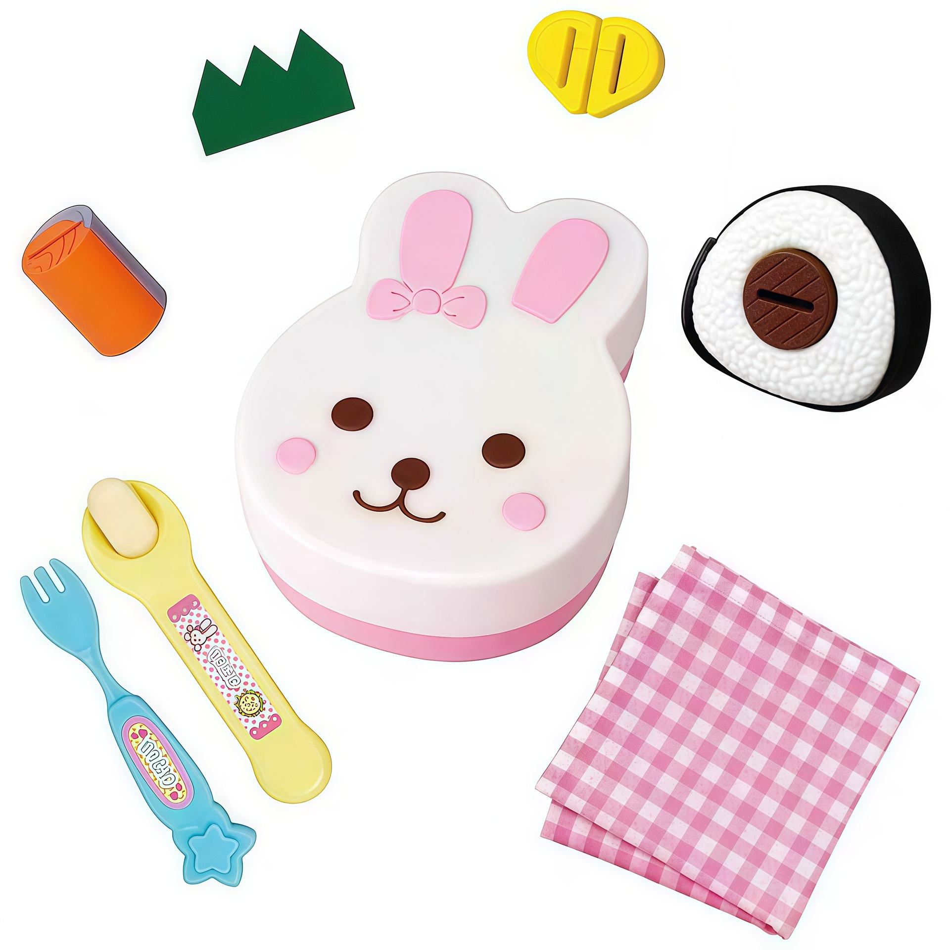 Red celebridad infantil conejo de almuerzo de almuerzo con cuchara de alimentación para aliviar el aburrimiento juguetes de cocina creativos